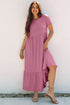 Effortless Solid High Waist Pocketed Short Sleeve Maxi T Shirt Dress